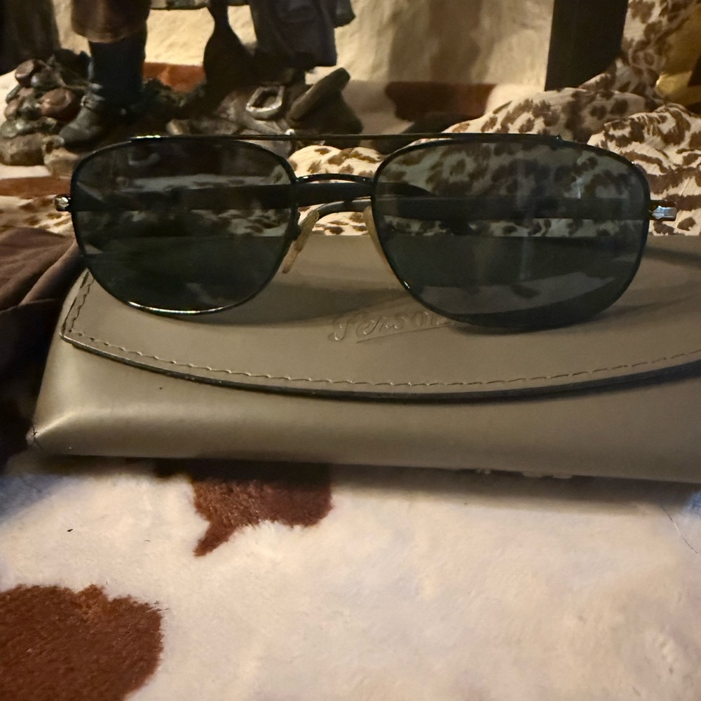 Persol Black Embossed Leather Sunglasses Case